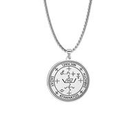 EUEAVAN Seal of Archangel Michael Pendant Necklace Keychain for Men Saint St. Michael 7 Archangels Seal Sigil of Archangel Michael Amulet Pagan Jewelry Women (Archangel necklace silver)