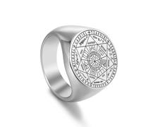 EUEAVAN Seals of The 7 Archangels Ring for Men Sigil of Archangel St. Michael Ring Patron Saint Talisman Christian Guardian Jewelry Pagan Gift (silver, 11(US))
