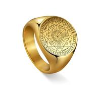 EUEAVAN Seals of The 7 Archangels Ring for Men Sigil of Archangel St. Michael Ring Patron Saint Talisman Christian Guardian Jewelry Pagan Gift (gold, 9(US))