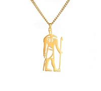 EUEAVAN Seth Ancient Egyptian Desert and Storm God Pendant Necklace Stainless Steel Hollow Egyptian Deity Pendant Necklace, M, Stainless Steel, No Gemstone (Gold)