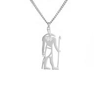 EUEAVAN Seth Ancient Egyptian Desert and Storm God Pendant Necklace Stainless Steel Hollow Egyptian Deity Pendant Necklace, M, Stainless Steel, No Gemstone (silver)