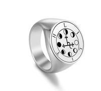 EUEAVAN Sigil of Lilith Ring for Men Demon Lilith Goddess Ring Gothic Hecate Amulet Triple Moon Goddess Lucifer's Sign Mythology Jewelry Pagan Mythology Witchcraft Gift Women (silver, 10(US Size))