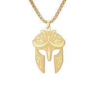 EUEAVAN Spartan Warrior Helmet Pendant Necklace for Men and Women Box Chain Necklace Vintage Ancient Amulet Pendant Jewelry Gift (Goid)