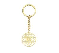 EUEAVAN Sri Yantra Chakra Keychain Sacred Geometry Keyring Hinduism Symbol Amulet Talisman Hindu Meditation Religion Jewelry, Gold, Medium