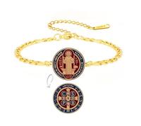 EUEAVAN St Benedict Medal Bracelet Adjustable Handmade Braided Bead San Benito Exorcism Cross Bracelet Patron Saint Amulet Christian Jewelry Religious Catholic Gifts, adjustable, Stainless Steel, no