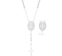 EUEAVAN St Benedict Medal Y Necklace Double Sided Medalla De San Benito Cross Rosary Pendant Exorcism Amulet Christian Catholic Jewelry Religion Gift for Women (silver)