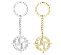 EUEAVAN St Brigid's Cross Keychain Traditional Saint Bridget Keyring Irish Celtic Cross Amulet Christian Religious Gift, Silver+gold 2, Medium
