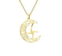 EUEAVAN St Brigid's Cross Necklace Traditional Saint Bridget Pendant Irish Celtic Cross Amulet Christian Religious Jewelry Gift for Women Men, M, Stainless Steel, No Gemstone