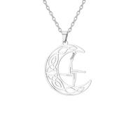 EUEAVAN St Brigid's Cross Necklace Traditional Saint Bridget Pendant Irish Celtic Cross Amulet Christian Religious Jewelry Gift for Women Men, M, Stainless Steel, No Gemstone