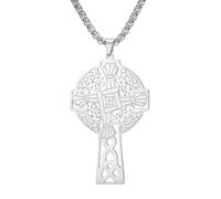 EUEAVAN St Brigid's Cross Necklace Viking Celtic Cross Pendant Traditional Irish Saint Bridget Jesus Amulet Christian Crucifix Religious Jewelry Faith Gift for Men Women