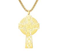 EUEAVAN St Brigid's Cross Necklace Viking Celtic Cross Pendant Traditional Irish Saint Bridget Jesus Amulet Christian Crucifix Religious Jewelry Faith Gift for Men Women