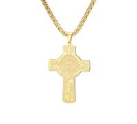 EUEAVAN St Christopher Necklace Chi Rho Christogram Saint of Travelers Cross Pendant Patron Saint Travel Amulet Catholic Jewelry Religious Holy Bible Faith Gift for Men Women, M, Stainless Steel, No