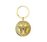 EUEAVAN St Michael Archangels Wing Necklace for Men Saint Michael Pendant Guardian Angel Archangels Medallion Keychain Sacred Ankh Amulet Catholic Christian Gifts Women (St Michael keychain gold)