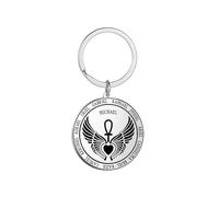 EUEAVAN St Michael Archangels Wing Necklace for Men Saint Michael Pendant Guardian Angel Archangels Medallion Keychain Sacred Ankh Amulet Catholic Christian Gifts Women (St Michael keychain silver 2)