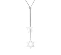 EUEAVAN Star Of David Chai Necklace Six-Pointed Hexagram Jewish Star Pendant Hebrew Chai Lucky Amulet Kabbalah Blessing Religious Jewelry Israel Hanukkah Gift for Men Women, Medium, Stainless Steel