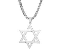 EUEAVAN Star Of David Chai Necklace Six-Pointed Hexagram Jewish Star Pendant Hebrew Chai Lucky Amulet Kabbalah Blessing Religious Jewelry Israel Hanukkah Gift (B- star of david silver)