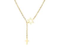 EUEAVAN Star Of David Cross Necklace for Women Six-Pointed Hexagram Jewish Star Pendant Christ Cross Christian Religious Jewelry Israel Hanukkah Gift (gold 2)