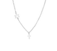 EUEAVAN Star Of David Cross Necklace for Women Six-Pointed Hexagram Jewish Star Pendant Christ Cross Christian Religious Jewelry Israel Hanukkah Gift (silver)