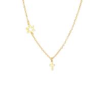 EUEAVAN Star Of David Cross Necklace for Women Six-Pointed Hexagram Jewish Star Pendant Christ Cross Christian Religious Jewelry Israel Hanukkah Gift (gold)