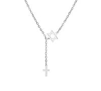 EUEAVAN Star Of David Cross Necklace for Women Six-Pointed Hexagram Jewish Star Pendant Christ Cross Christian Religious Jewelry Israel Hanukkah Gift (silver 2)