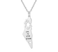 EUEAVAN Star of David Map Necklace Flag Peace Pendant Middle East Arabic Patriotic Jewelry Jewish Gift for Men Women (silver)