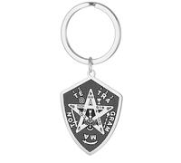 EUEAVAN Tetragrammaton Pentagram Keychain for Men YHVH YHWH Jehovah Pentacle Keyring Yeshua Blessed Prayer Hebrew Names of God Amulet Jewelry (silver)