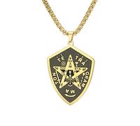 EUEAVAN Tetragrammaton Pentagram Necklace for Men YHVH YHWH Jehovah Pentacle Pendant Yeshua Blessed Prayer Hebrew Names of God Wicca Amulet Jewelry Gift for Christian (gold)