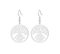 EUEAVAN Tree of Life Jerusalem Cross Dangle Earrings Crucifix Family Tree Earrings Crusaders Knights Templar Cross Amulet Greek Religious Jewelry Baptism Faith Gifts for Women