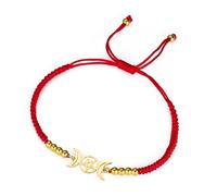 EUEAVAN Triple Moon Goddess Bracelet Magic Pentagram Handcrafted Lucky Red String Bracelet Hecate Wicca Amulet Pagan Jewelry Witchcraft Gift for Women (A-red)