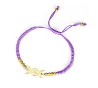 EUEAVAN Triple Moon Goddess Pentagram Star Wax thread Bracelet Amulet Pentagram Religion Bangle Stainless Steel Jewelry Symbol Witchcraft Gifts For Women Girls (purple 2)