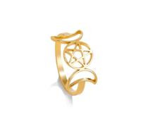 EUEAVAN Triple Moon Goddess Ring for Women Pentagram Star Crescent Moon Amulet Religion Wicca Jewelry Pagan Gift (gold, 9)