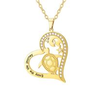 EUEAVAN Turtle Necklace Cute Animal Enjoy the Life Journey Stars Moon Pendant Sea Beach Ocean Summer Holiday Jewelry Hawaiian Lucky Gift for Ocean Lovers