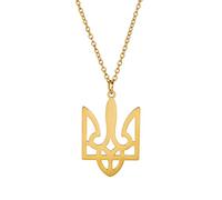 EUEAVAN Ukraine Coat of Arms Pendant Necklace Flag Charm Choker Patriotic Gift Souvenir Jewelry Girls Women Stainless Steel (Necklace-gold)