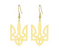 EUEAVAN Ukraine Trident Ukraine Coat of Arms Pendant Necklace Flag Charm Ukraine Symbols Choker Patriotic Gift Ukraine Souvenir Jewelry Girls Women Stainless Steel (Earrings-gold)