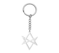 EUEAVAN Unicursal Hexagram Symbol Keychain 6-Pointed Star Keyring Occult Satanic Religion Talisman for Women Men (silver 2)