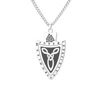 EUEAVAN Viking Necklace for Men Odin Valknut Celtic Knot Shield Pendant Nordic Rune Protection Amulet Pagan Jewelry Pagan Mythology Gift Women, M, Stainless Steel, No Gemstone
