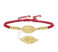 EUEAVAN Virgin Mary Bracelet Virgen de Guadalupe Our Lady of Guadalupe Mother Mary Bangle Miraculous Medal Christian Amulet Catholic Faith Jewelry Baptism Gift for Women Men (red-gold)