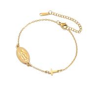 EUEAVAN Virgin Mary Cross Bracelet for Women Virgen de Guadalupe Our Lady of Guadalupe Mother Mary Bracelet Miraculous Medal Christian Amulet Catholic Faith Jewelry Baptism Gift, adjustable, Stainless