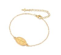 EUEAVAN Virgin Mary Cross Bracelet for Women Virgen de Guadalupe Our Lady of Guadalupe Mother Mary Bracelet Miraculous Medal Christian Amulet Catholic Faith Jewelry Baptism Gift (gold 3)