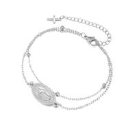 EUEAVAN Virgin Mary Cross Bracelet for Women Virgen de Guadalupe Our Lady of Guadalupe Mother Mary Bracelet Miraculous Medal Christian Amulet Catholic Faith Jewelry Baptism Gift (silver 5)