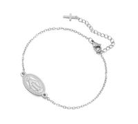 EUEAVAN Virgin Mary Cross Bracelet for Women Virgen de Guadalupe Our Lady of Guadalupe Mother Mary Bracelet Miraculous Medal Christian Amulet Catholic Faith Jewelry Baptism Gift (silver 6)