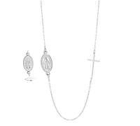 EUEAVAN Virgin Mary Cross Necklace for Women Virgen de Guadalupe Our Lady of Guadalupe Mother Mary Necklace Miraculous Medal Pendant Christian Amulet Catholic Faith Jewelry Baptism Gift (silver 2)