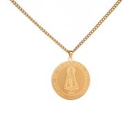 EUEAVAN Virgin Mary Necklace Miraculous Medal Patron Saint Pendant Our Lady of Guadalupe Virgen de Guadalupe Mother Mary Amulet Catholic Jewelry Religious Gift Men (gold)