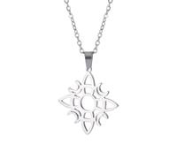 EUEAVAN Witch Knot Necklace for Women Celtic Knot Moon Pendant Wiccan Viking Pagan Nordic Protective Jewellery Irish Protection Rune Celtic Necklace (Witch Knot silver)