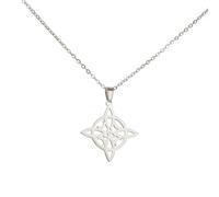 EUEAVAN Witch Knot Necklace for Women Celtic Knot Moon Pendant Wiccan Viking Pagan Nordic Protective Jewellery Irish Protection Rune Celtic Necklace (Witch Knot silver2)