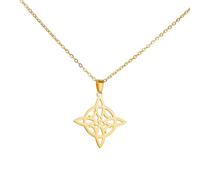EUEAVAN Witch Knot Necklace for Women Celtic Knot Moon Pendant Wiccan Viking Pagan Nordic Protective Jewellery Irish Protection Rune Celtic Necklace (Witch Knot gold 2)