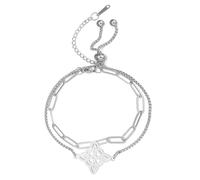 EUEAVAN Witches Knot Bracelet Celtic Knot Anklet Nudo De Bruja Good Luck Triquetra Trinity Wiccan Amulet Jewelry Irish Gifts for Women (layerd silver 4)