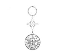 EUEAVAN Witches Knot Jehovah Keychain Nudo De Bruja YHVH YHWH Yeshua Tetragrammaton Pentagram Keyring Solomon Wicca Amulet (witch knot 1, Tetragrammaton silver)