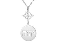 EUEAVAN Witches Knot Jehovah Necklace Nudo De Bruja YHVH YHWH Yeshua Tetragrammaton Pentagram Pendant Solomon Wicca Amulet Religions Jewelry Wiccan Gift (witch knot 2, Y-shaped chain silver)