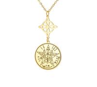 EUEAVAN Witches Knot Tetragrammaton Pentagram Necklace Nudo De Bruja YHVH YHWH Yeshua Jehovah Pendant Solomon Wicca Amulet Religions Jewelry Wiccan Gift (witch knot 2, gold)